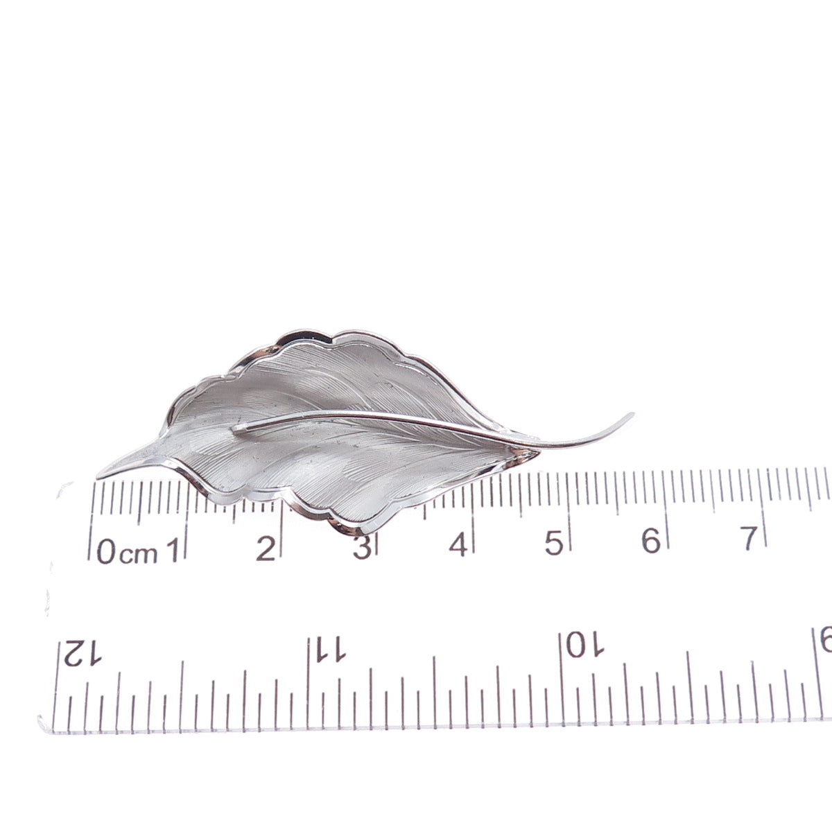 WELLS 925 Sterling Silver Vintage Floral Leaf Pin Brooch