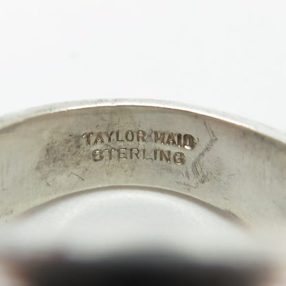 TAYLOR MAID Sterling Silver Antique WWII Onyx US Army Fort Dix Ring Size 11.25