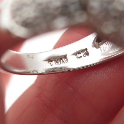 925 Sterling Silver Round-Cut Imperial & White C Z Ring Size 7