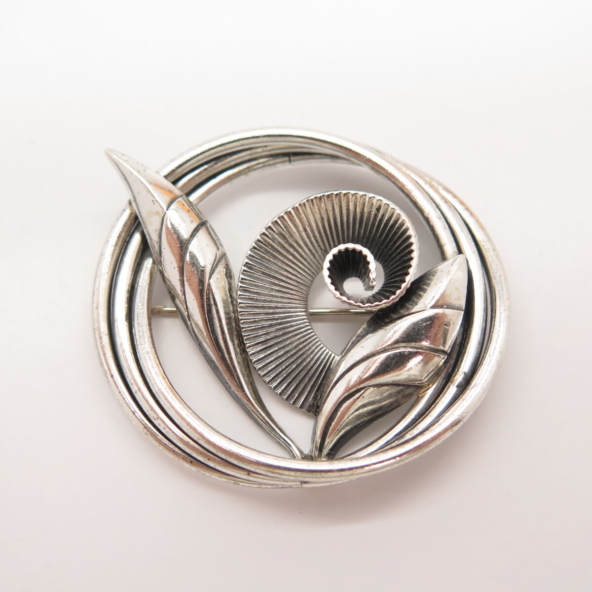 925 Sterling Silver Vintage Danecraft Leaf Floral Pin Brooch