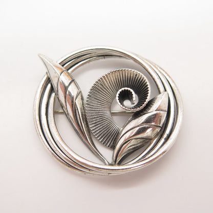 925 Sterling Silver Vintage Danecraft Leaf Floral Pin Brooch