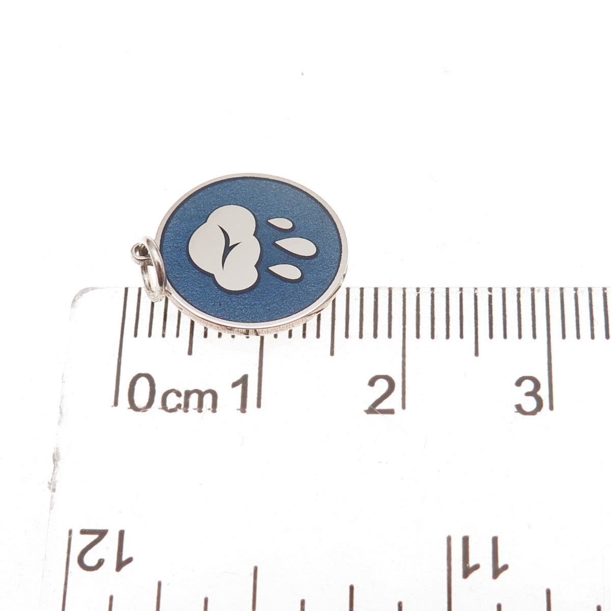 925 Sterling Silver Blue Enamel Rain Cloud Charm Pendant