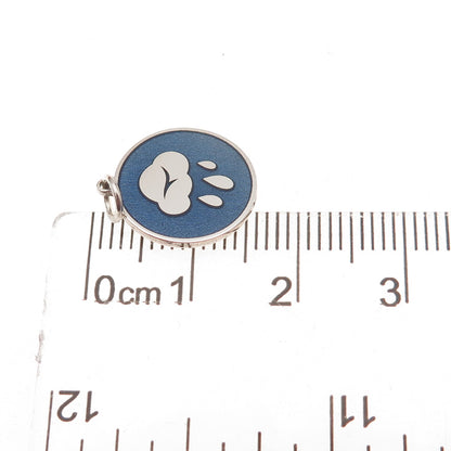 925 Sterling Silver Blue Enamel Rain Cloud Charm Pendant