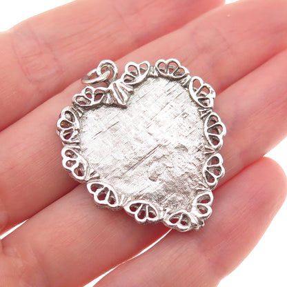 AE Art's Elegance 925 Sterling Silver Vintage I Love You Heart Charm Pendant