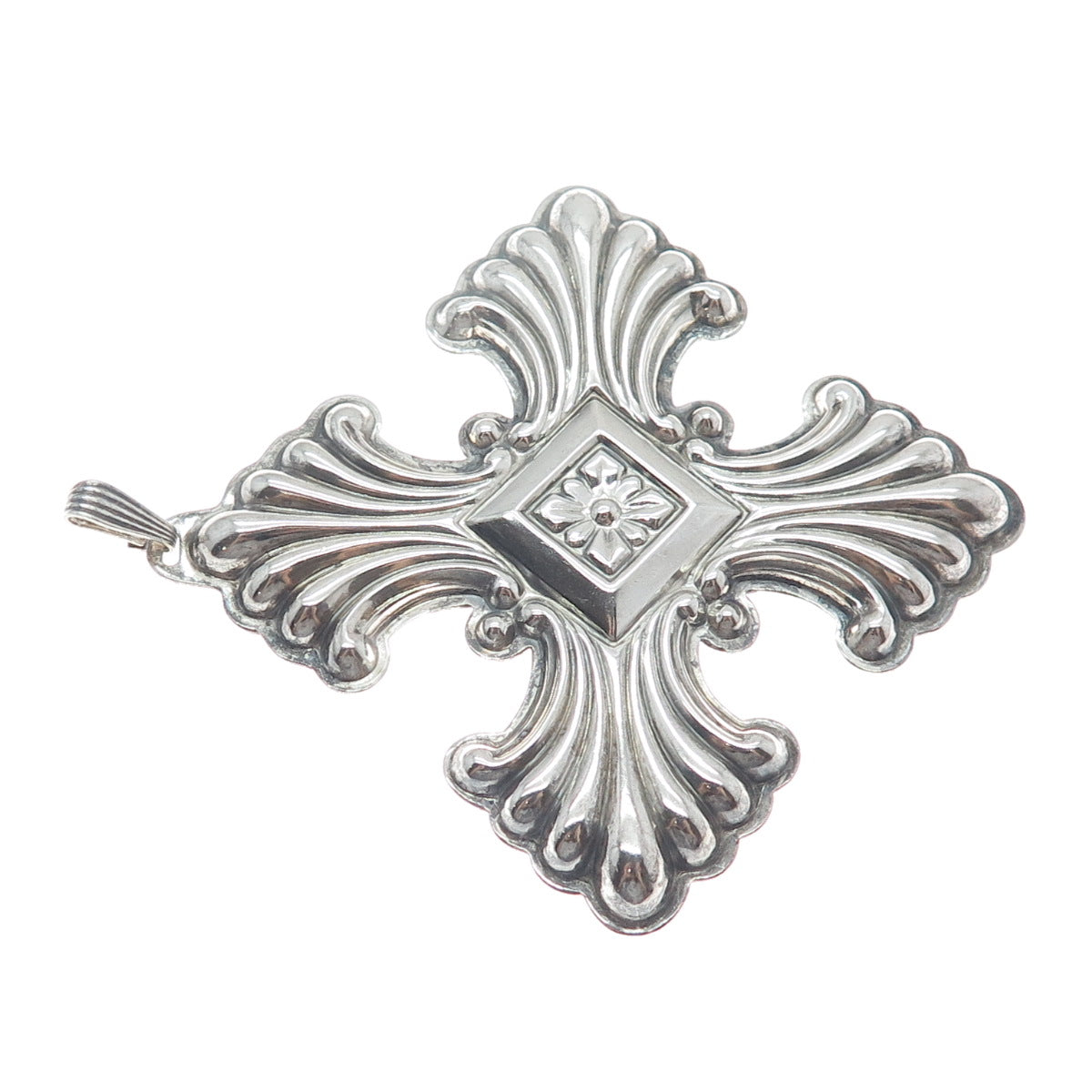 REED & BARTON 925 Sterling Silver Vintage 1973 Christmas Cross Oxidized Ornament