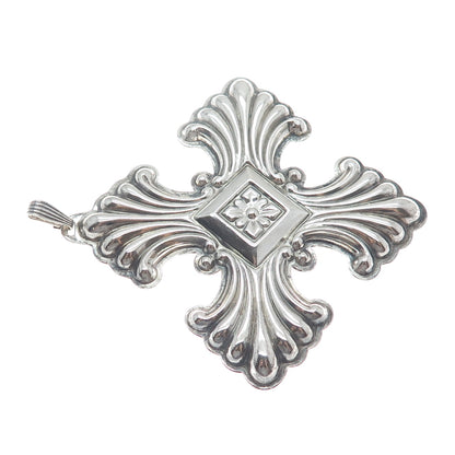 REED & BARTON 925 Sterling Silver Vintage 1973 Christmas Cross Oxidized Ornament