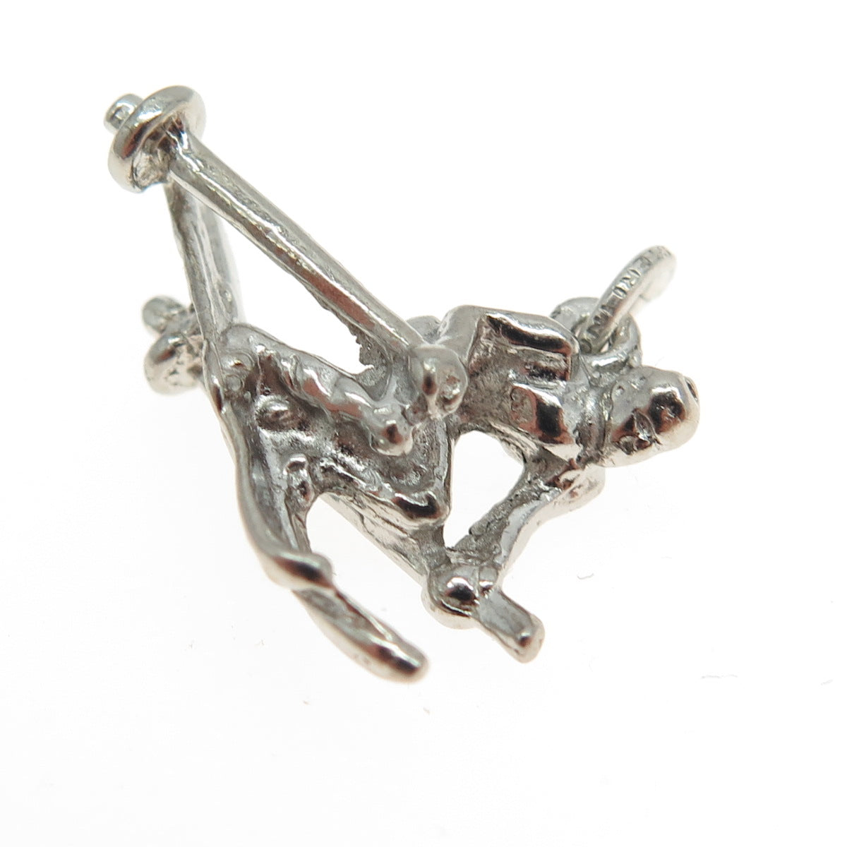 925 Sterling Silver Vintage Skier 3D Pendant