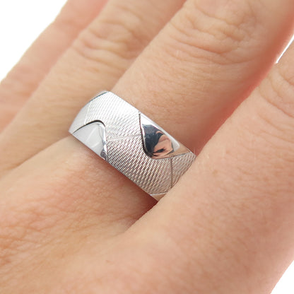 NEOS 925 Sterling Silver Textured Zig Zag Band Ring Size 8.25