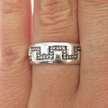 925 Sterling Silver Vintage Granulated Maze Band Ring Size 7.5