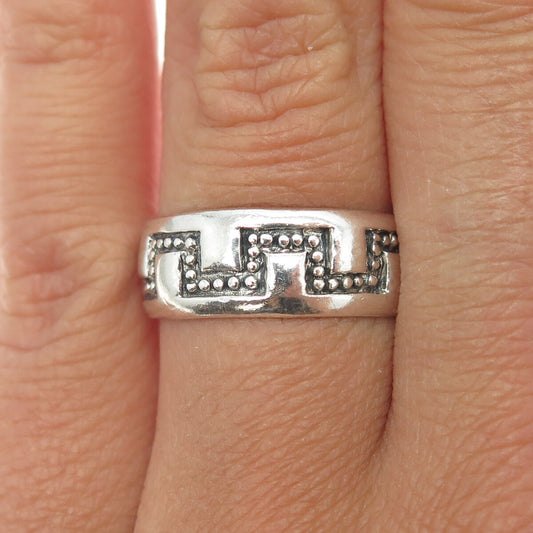 925 Sterling Silver Vintage Granulated Maze Band Ring Size 7.5