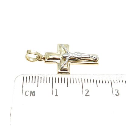 14K Yellow & White Gold Crucifix Cross Religious Charm Pendant