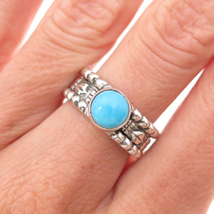 925 Sterling Silver Vintage Real Sleeping Beauty Turquoise Ring Size 6.5