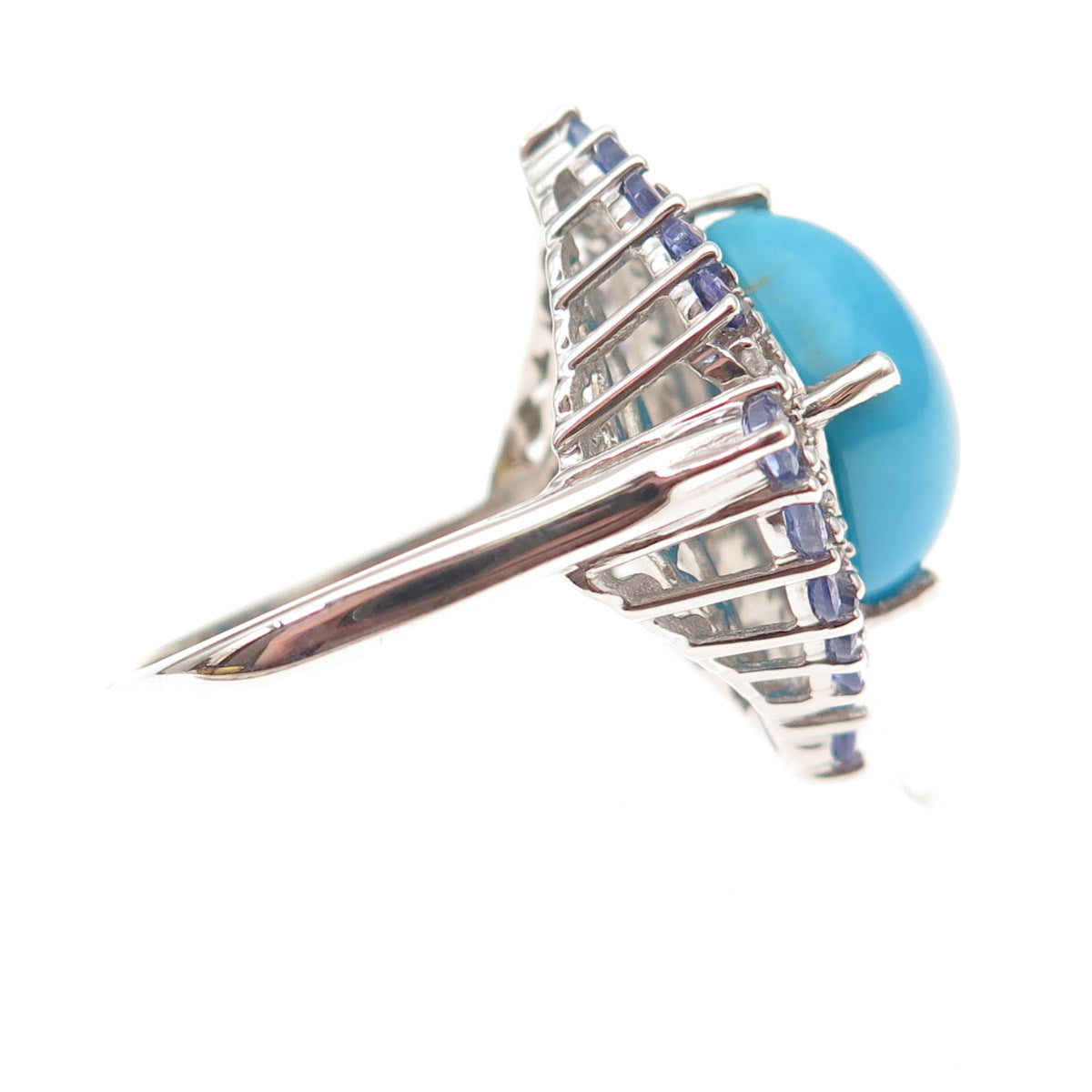 Chuck Clemency Sterling Silver Real Turquoise Tanzanite White Topaz Ring Size 8