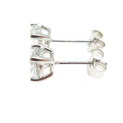 925 Sterling Silver Round-Cut Shaped C Z Stud Earrings