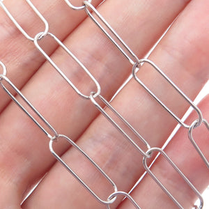925 Sterling Silver Italy Paperclip Chain Necklace 24"