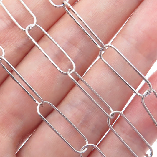 925 Sterling Silver Italy Paperclip Chain Necklace 24"