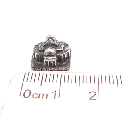 925 Sterling Silver Vintage Thomas Jefferson's Monticello 3D Charm Pendant