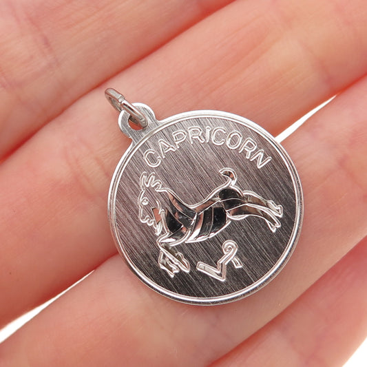 925 Sterling Silver Vintage Capricorn Zodiac Sign Charm Pendant
