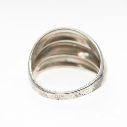 925 Sterling Silver Vintage Modernist Ribbed Oxidized Ring Size 6.75