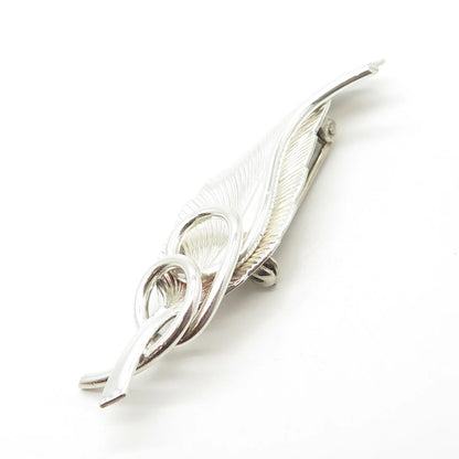 925 Sterling Silver Vintage BEAU Leaf Pin Brooch