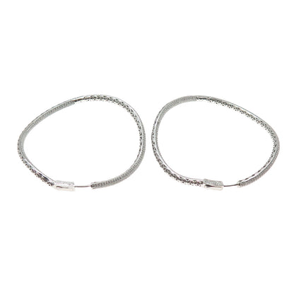 KLEO 925 Sterling Silver Round-Cut C Z In & Out Wavy Large Hoop Earrings