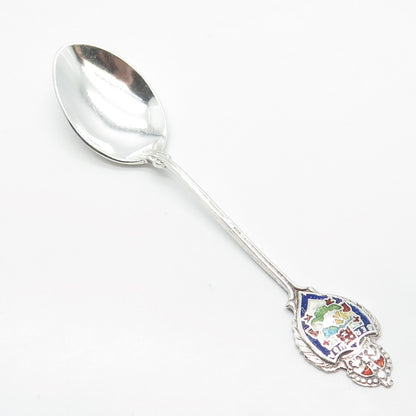 925 Sterling Silver Antique BMCo Colorful Enamel "Bermuda" Coat of Arms Spoon