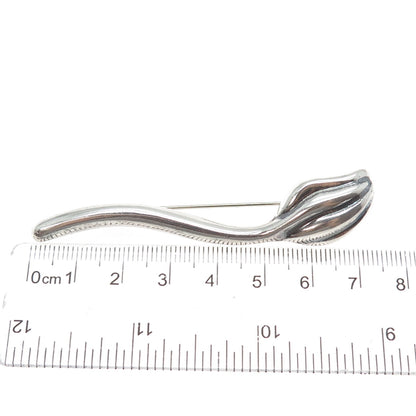 GSJ GOLD STONE 925 Sterling Silver Vintage Lily Flower Modernist Pin Brooch