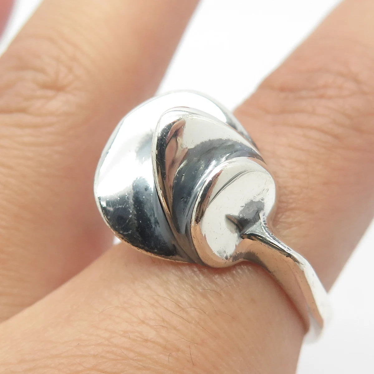 925 Sterling Silver Vintage Modernist Ring Size 7.25