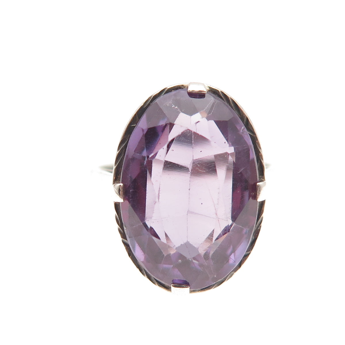 830 Silver Antique Art Deco Lab-Created Peacock Sapphire Ring Size 5.75