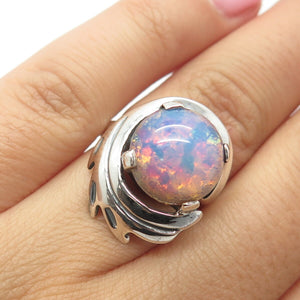 925 Sterling Silver Vintage TAXCO JC Mexico Dragon Foiled Glass Ring Size 5.75