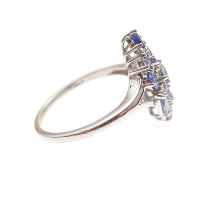 Chuck Clemency 925 Sterling Silver Real Multi-Cut Tanzanite Cluster Ring Size 8