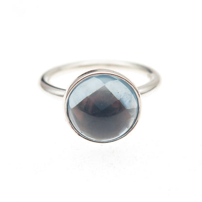 Pandora 925 Sterling Silver Aqua Blue Crystal Poetic Droplet Ring Size 6