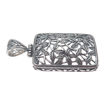 925 Sterling Silver Vintage Floral Leaf Ornate Oxidized Pendant