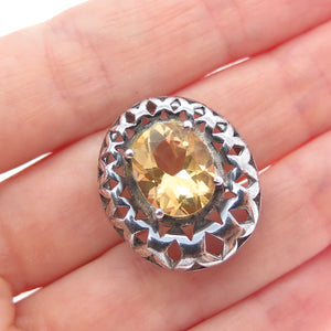 CLYDE DUNEIER CID 925 Sterling Vintage Real Citrine Oxidized Slide Charm Pendant