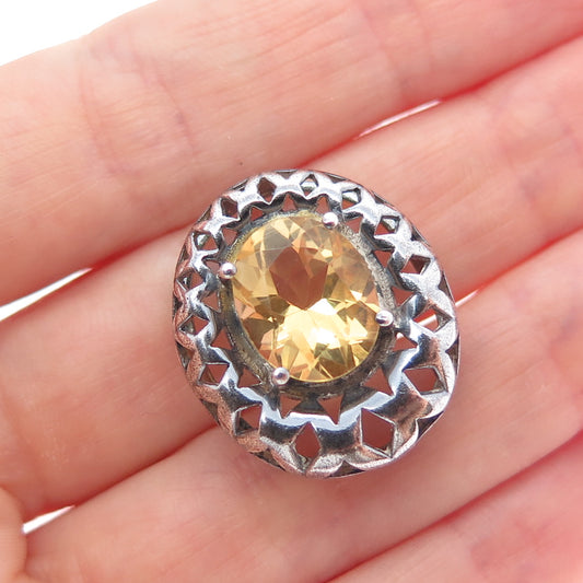 CLYDE DUNEIER CID 925 Sterling Vintage Real Citrine Oxidized Slide Charm Pendant