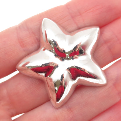 925 Sterling Silver Vintage Mexico Modernist Puffy Star Pin Brooch
