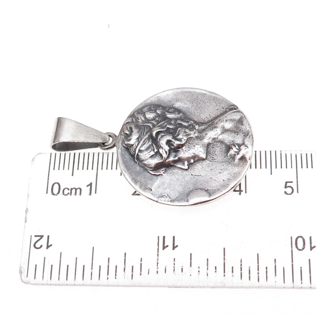 925 Sterling Silver Vintage Lady Cameo Oxidized Pendant