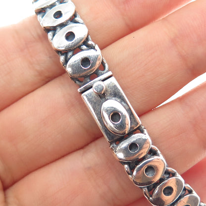 925 Sterling Silver Vintage Modernist Evil's Eye Oxidized Bracelet 6.75"
