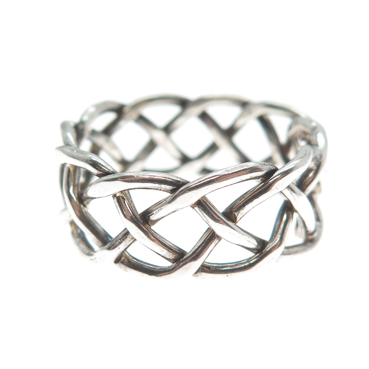 925 Sterling Silver Vintage Mexico Woven Band Ring Size 9
