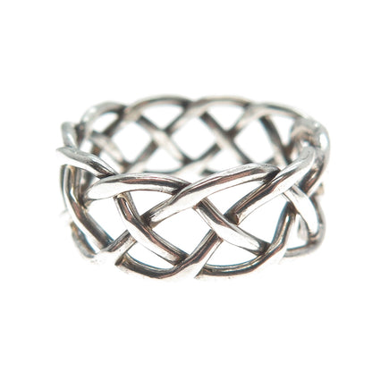 925 Sterling Silver Vintage Mexico Woven Band Ring Size 9