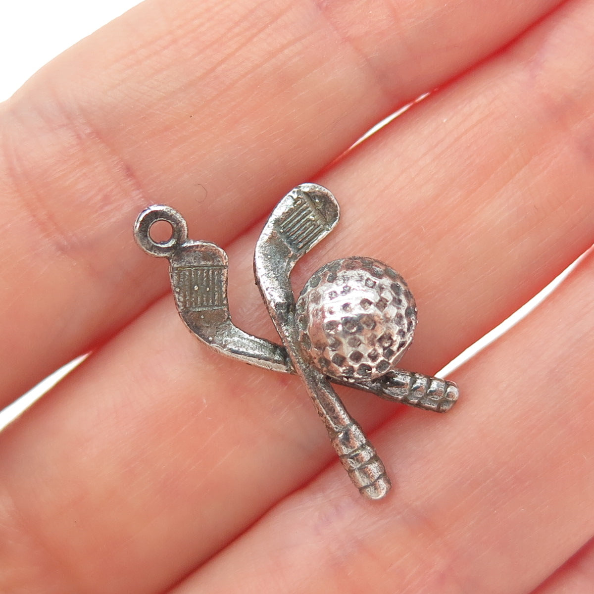 925 Sterling Silver Vintage Golf Club Oxidized Minimalist Charm Pendant