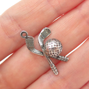 925 Sterling Silver Vintage Golf Club Oxidized Minimalist Charm Pendant