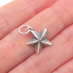 925 Sterling Silver Vintage Starfish Oxidized Mini Charm Pendant