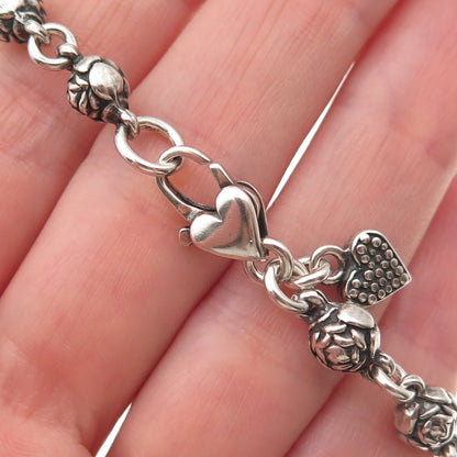 Mary Kay Donnelly 925 Sterling Silver Vintage Rosebud Link Bracelet 6.75"