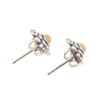 Carolyn Pollack American West Sterling Silver Vintage Real Agate Floral Earrings