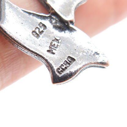 925 Sterling Silver Vintage Mexico Ribbon Bow Oxidized Pin Brooch