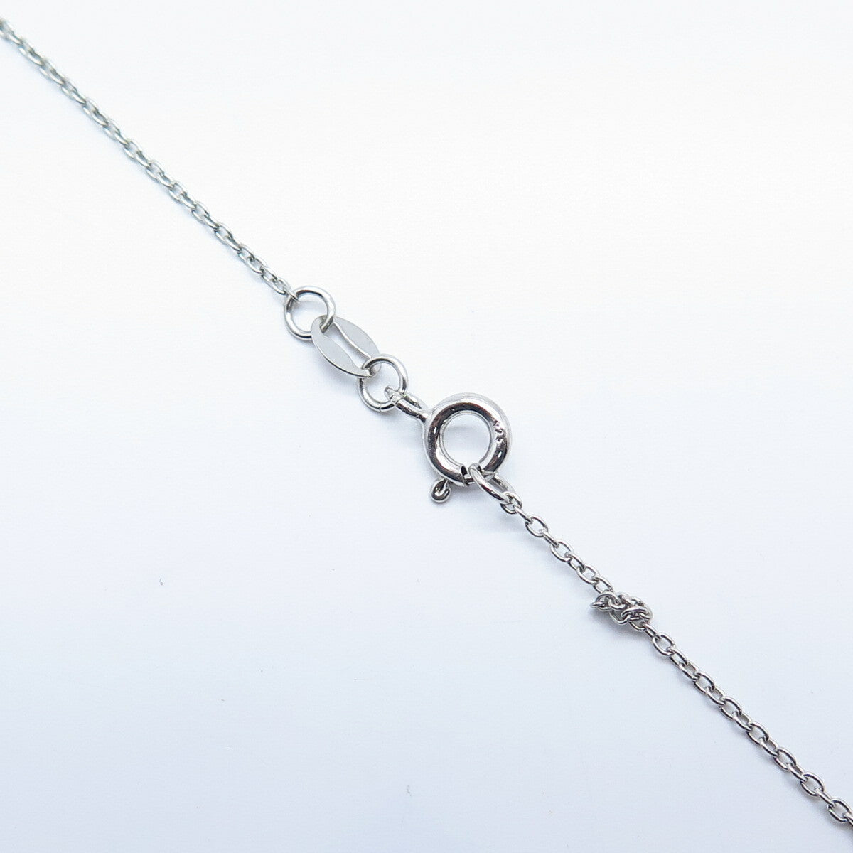 925 Sterling Silver Real White Diamond Circle of Life Rolo Chain Necklace 17"