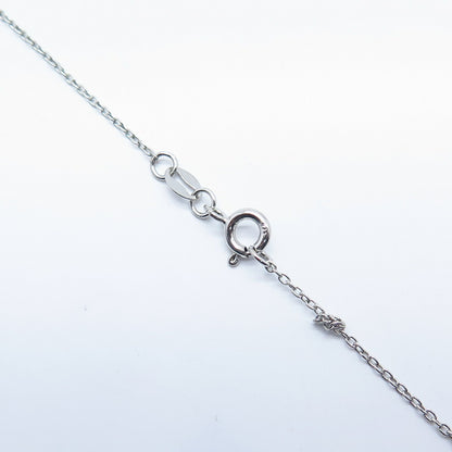 925 Sterling Silver Real White Diamond Circle of Life Rolo Chain Necklace 17"