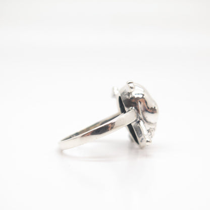 925 Sterling Silver Skull Biker Men's Ring Size 10