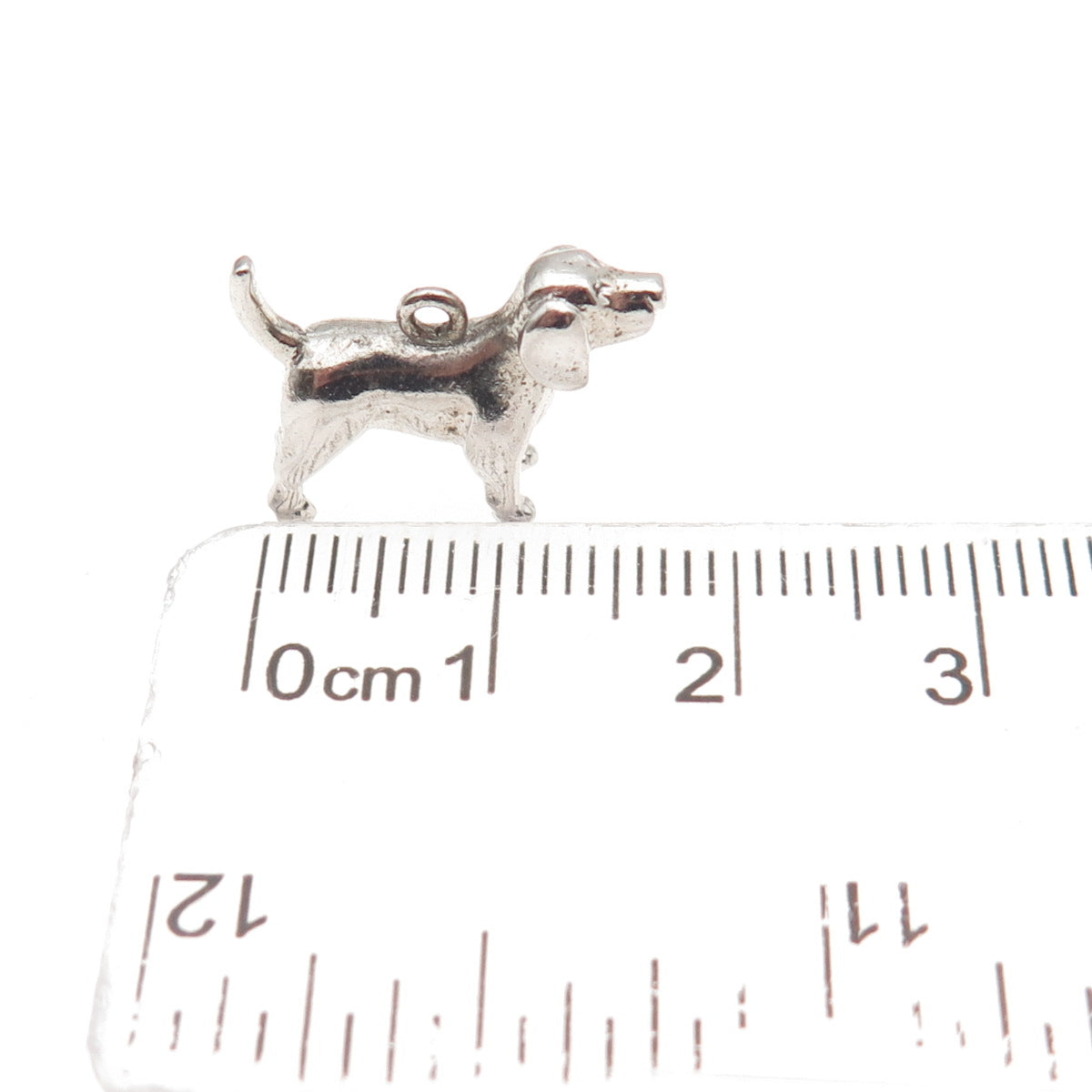 925 Sterling Silver Vintage Beagle Dog 3D Mini Charm Pendant